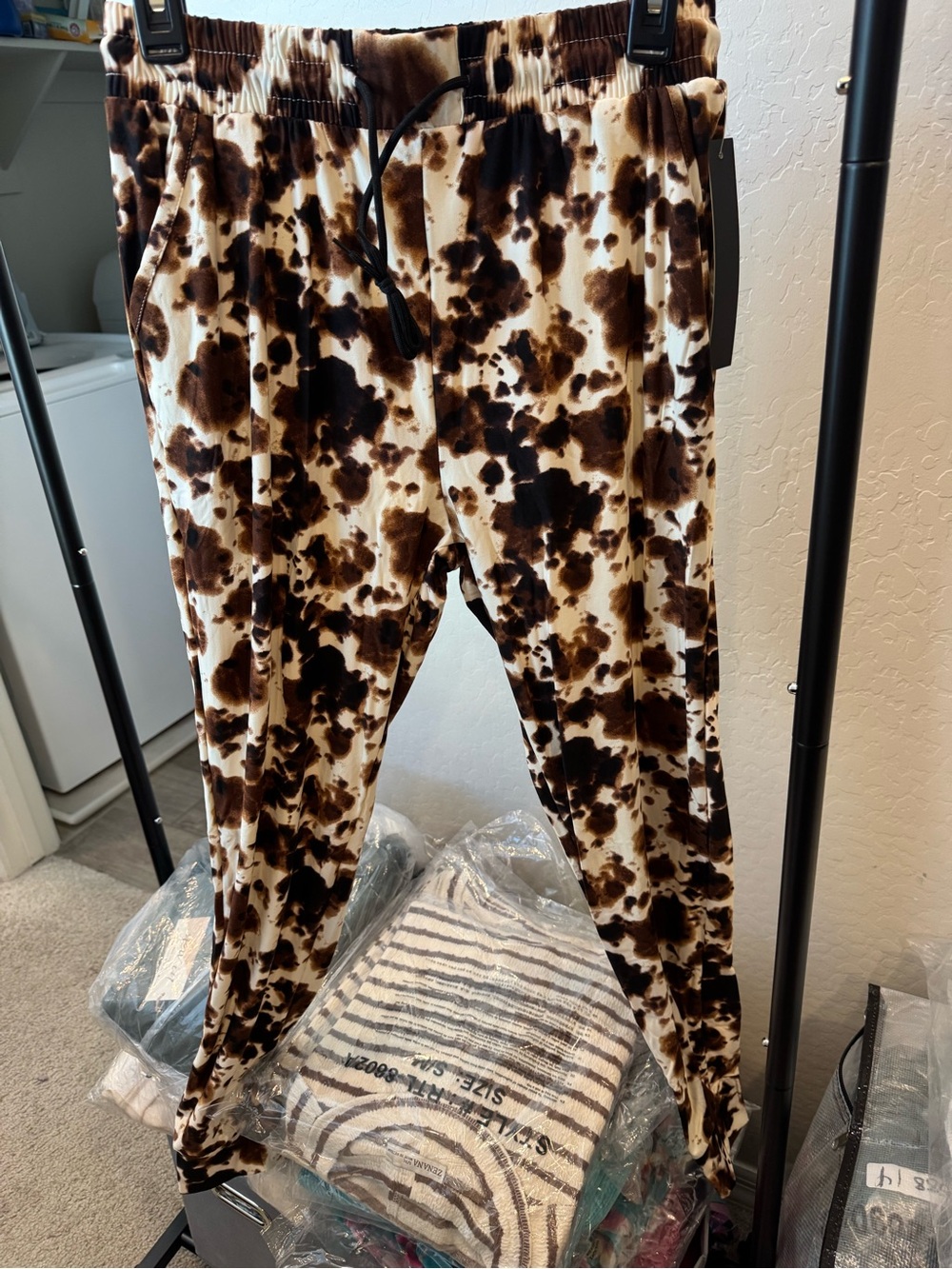 Women’s  Brown Cow-Print Lounge Pants